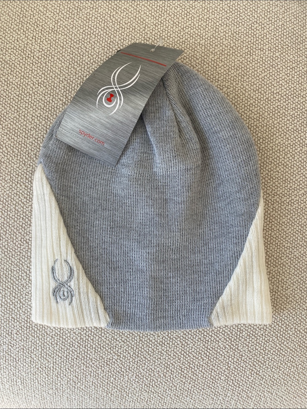 Spyder Gray & Cream Knit Beanie with Logo